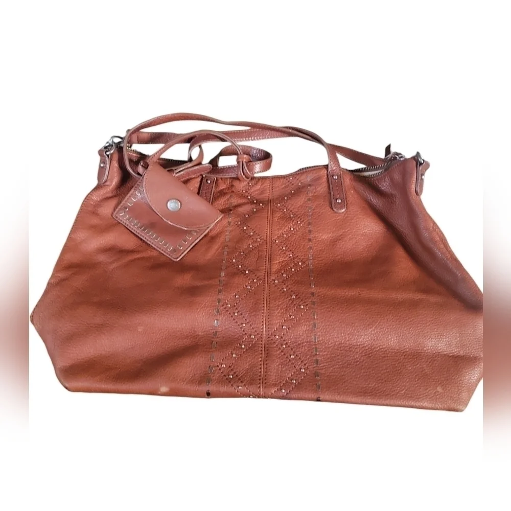 Lucky Brand Brown Leather Dixie Crossbody Tote Hobo Shoulder Bag